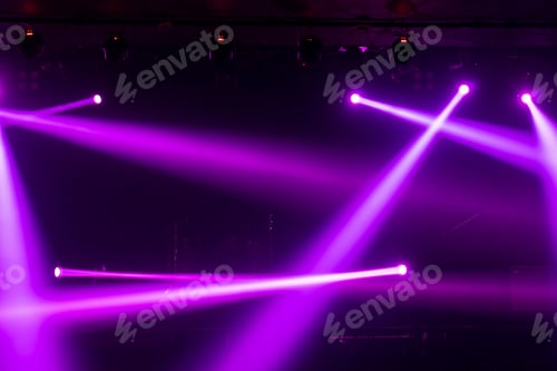 Preview: Abstract blurred photo of spotlight on the stage in conference hall or nightclub,