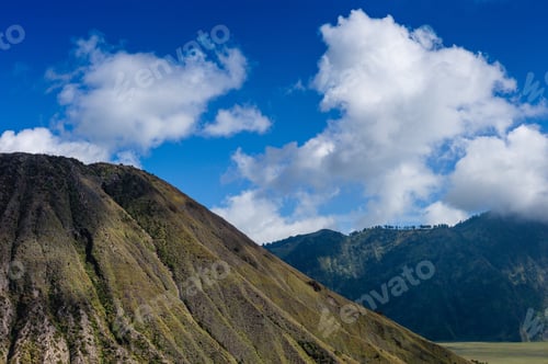 Preview: Bromo mountain with bright cloudy sky