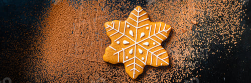 Preview: Gingerbread Cookies Christmas Baked Spices New Year On The Table Snack Top View Copy Space For Text