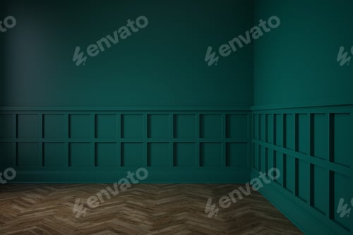 Preview: Empty classic interior room green wall