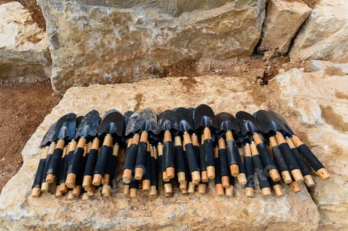 Preview: Many shovels to work in gardening.