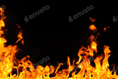 Preview: Fire tongues on black background
