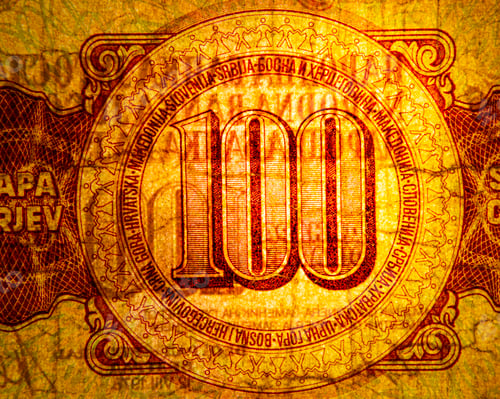 Preview: Close up macro detail of old banknote detail, background, world money concept, inflation and economy