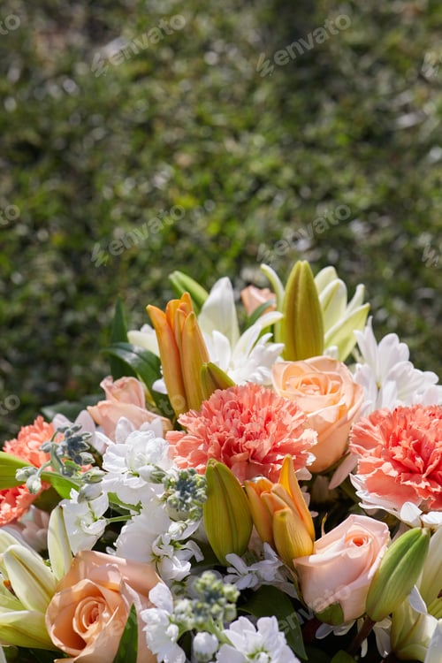 Preview: Vertical photo of bunch of flowers at the garden