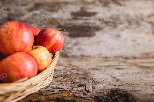 Preview: Red Apple Fruit with Wood Background