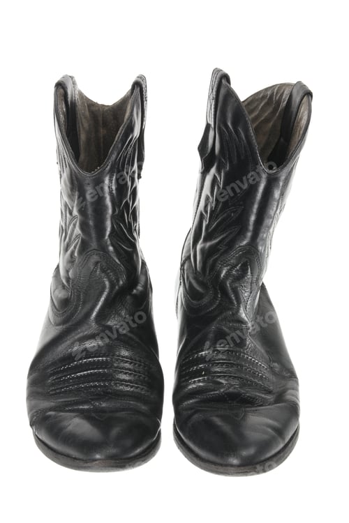 Preview: Pair of Black Leather Cowboy Boots, Western Fashion