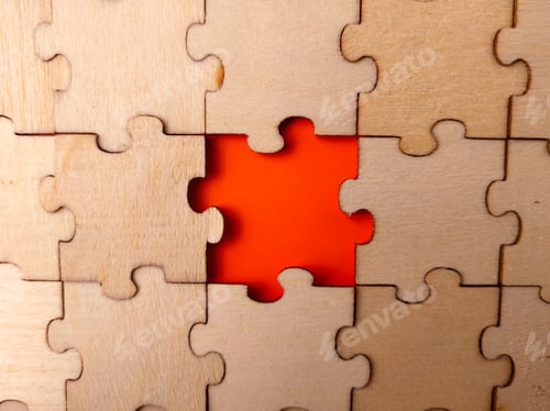 Preview: This image shows a wooden jigsaw puzzle with a single missing piece