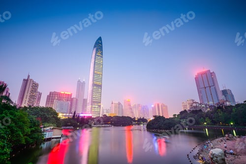 Preview: Shenzhen, China City Skyline At Lychee Park.