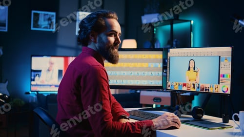 Vorschau: Fotograf erstellt ein digitales Portfolio, um seine Arbeiten nach Abschluss der Bearbeitung der Fotoshooting-Bilder zu präsentieren