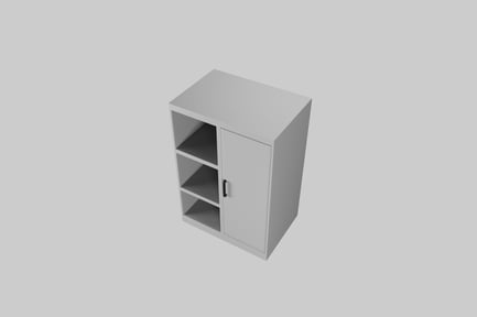 Preview: White Cabinet with Door and Shelves