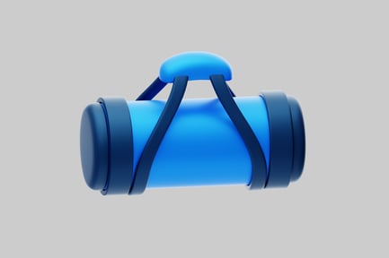 Preview: Light blue cylindrical bag with dark blue handle and straps.