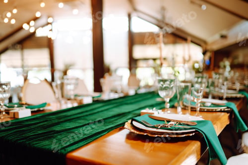 Preview: Wedding. Banquet. Beautiful table setting for a party, wedding reception or other festive event.