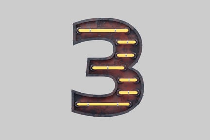 Preview: Rustic metal number three neon