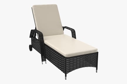 Preview: Wicker Sun Lounger with Beige Cushions