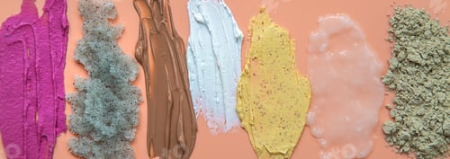 Preview: Different smears of cosmetics. Selective focus. Wet.