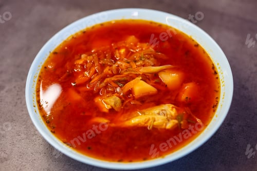 Preview: Ukrainian national dish classic red borsch.