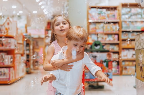 Preview: Nice Children Playing with Soap Bubbles