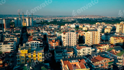 Preview: Aerial view of modern city buildings.
