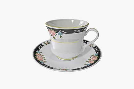 Preview: Porcelain cup and saucer with floral pattern