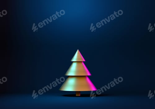 Preview: Christmas minimalistic greeting postcard background with christmas trees on colorful background