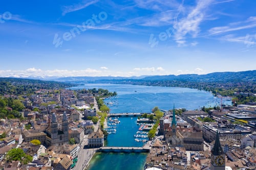 Preview: Aerial view of Zurich city in Switzerland