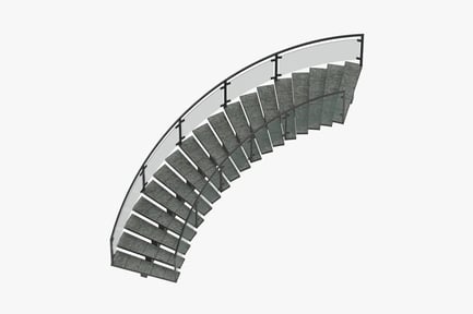 Preview: Curved Commercial Staircase with Metal Railing