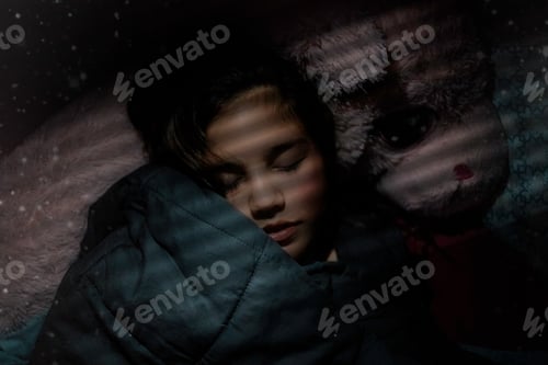 Preview: Young girl sleeping with the moon light hitting her face