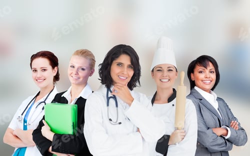 Preview: Smiling Female Workers In Various Industries