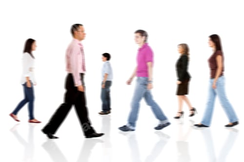 Preview: Group Of Casual People Walking - Isolated Over A White Background