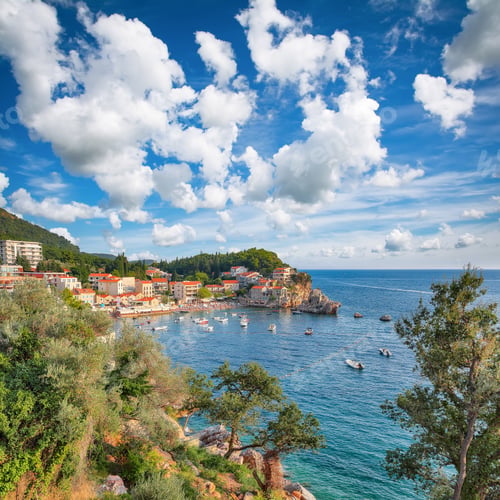 Preview: Captivating summer view of Adriatic sea coast in Budva Riviera near Przno village