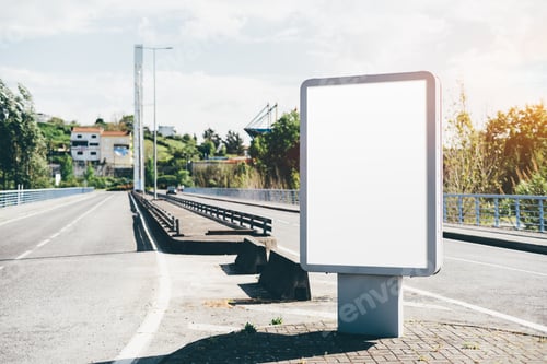 Preview: Empty billboard near a quiet road