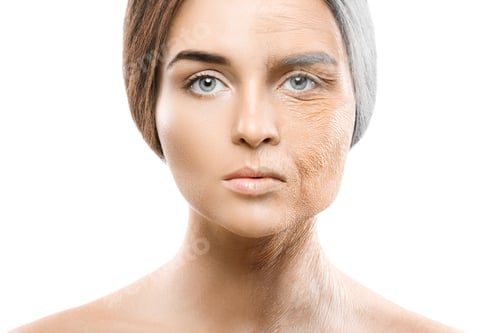 Preview: Aging concept. Young and old face comparision.