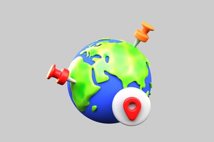 Preview: Cartoon world globe with pins
