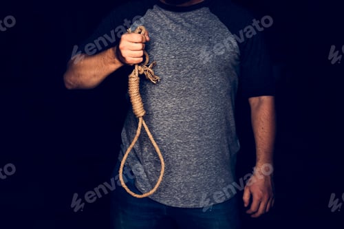 Preview: Hand holding loop rob with black background