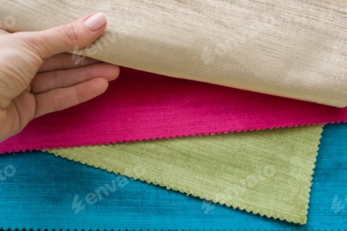 Preview: Colorful Fabric Samples with Textured Weaves and Colors