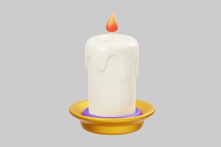Preview: Burning candle with golden holder
