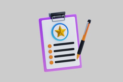 Visualização: Lista de verificação com caneta e estrela