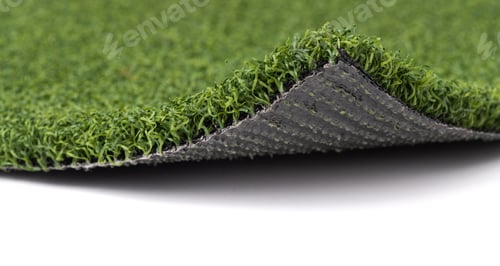 Preview: Flipped Up Section of Artificial Turf Grass On White Background
