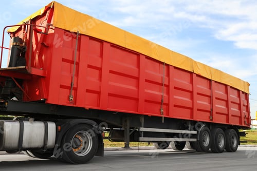 Preview: Modern bright truck parked on country road