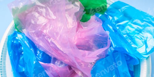 Preview: Colorful pastic bags texture closeup
