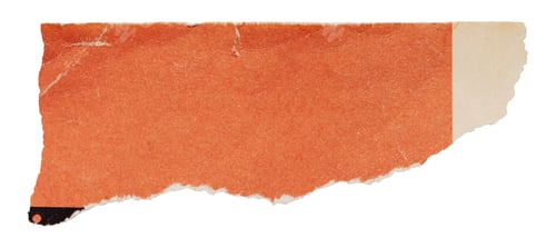 Preview: Tear strip from old vintage book, isolated piece of orange paper, element for design