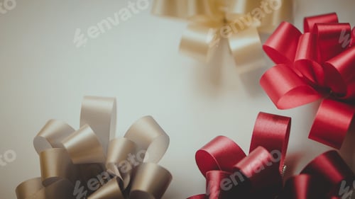 Preview: Red And Gold Ribbons In Vintage Color Style For Shopping , Anniversary , New Year , Christmas And