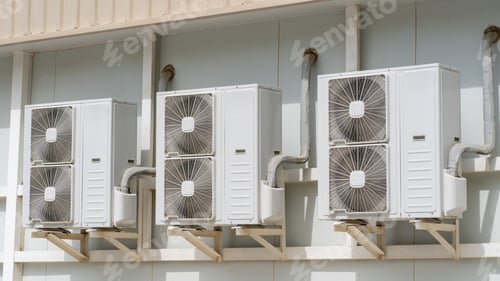 Preview: Air conditioners are mounted on a wall.