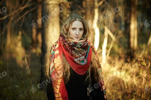 Preview: Portrait of young beautiful woman in autumn coat