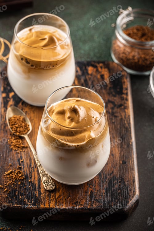 Preview: Dalgona coffee in glass cup