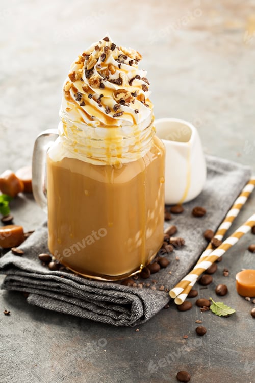 Preview: Caramel iced latte with whipped cream