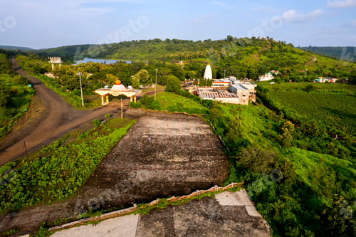 Preview: Aerial view of old Hindu temple, India.