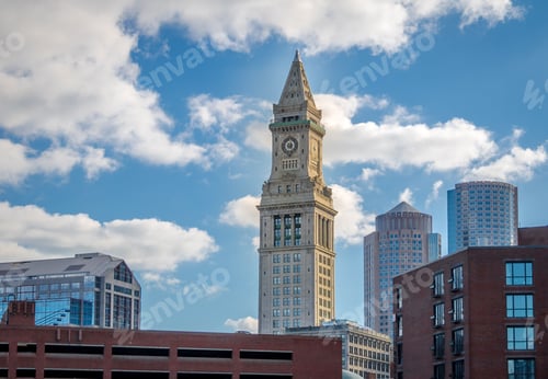 Preview: Boston Skyline and Custom House Clock Tower - Boston, Massachusetts, USA