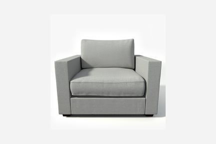 Modern armchair with low backrest and armrests
