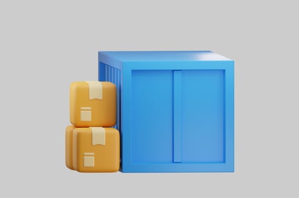 Preview: Cartoon container with shipping boxes